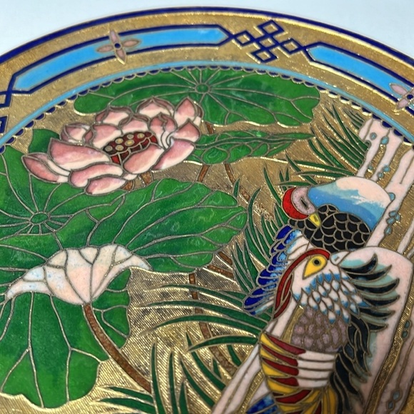 VINTAGE CLOISSONE BRASS DECORATIVE PLATE - Picture 6 of 8